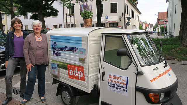 Sympathischer Hingucker: Das "Bienenrettungsmobil" APE begleitet das Volksbegehren auch im Oberland. Sympathischer Hingucker: Das "Bienenrettungsmobil" APE begleitet das Volksbegehren auch im Oberland.